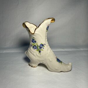 Vintage 22 Karat Gold Holley Ross Italian Porcelain Boot Shoe Vase 5” Tall